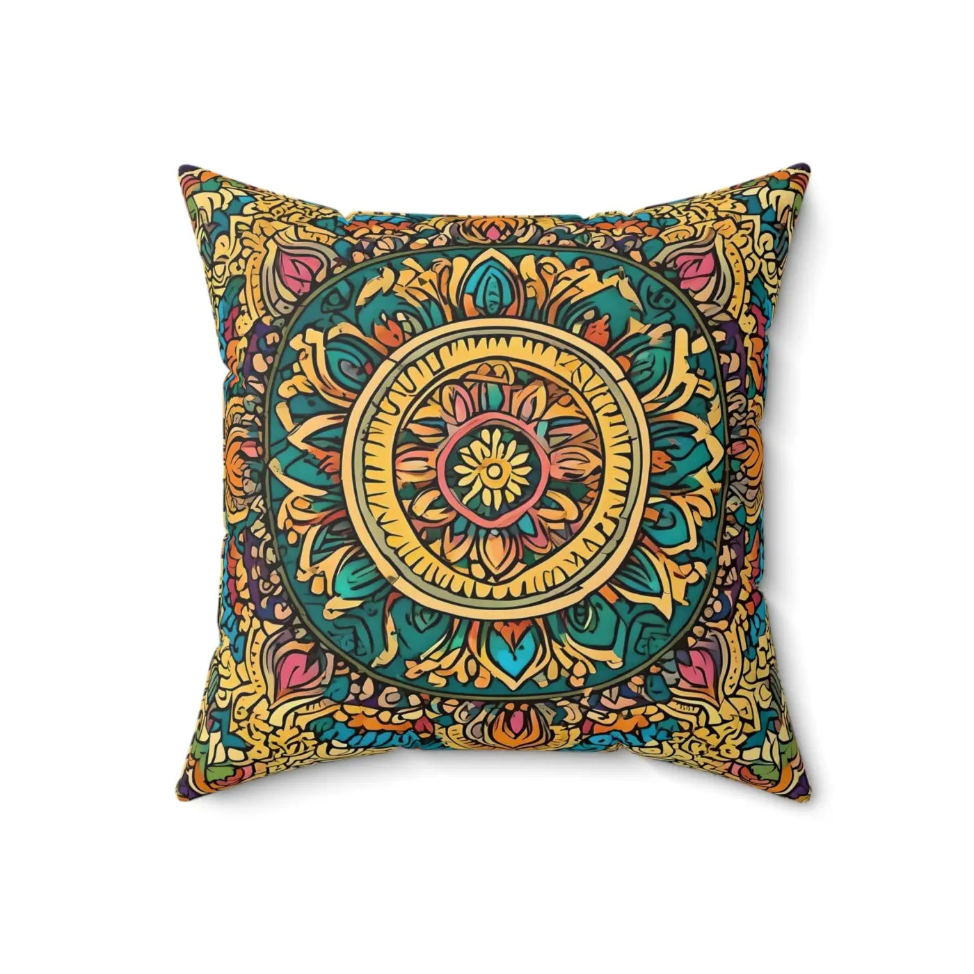 Vibrant Indian Pattern Throw Pillow - Spun Polyester Square - DipaliZ