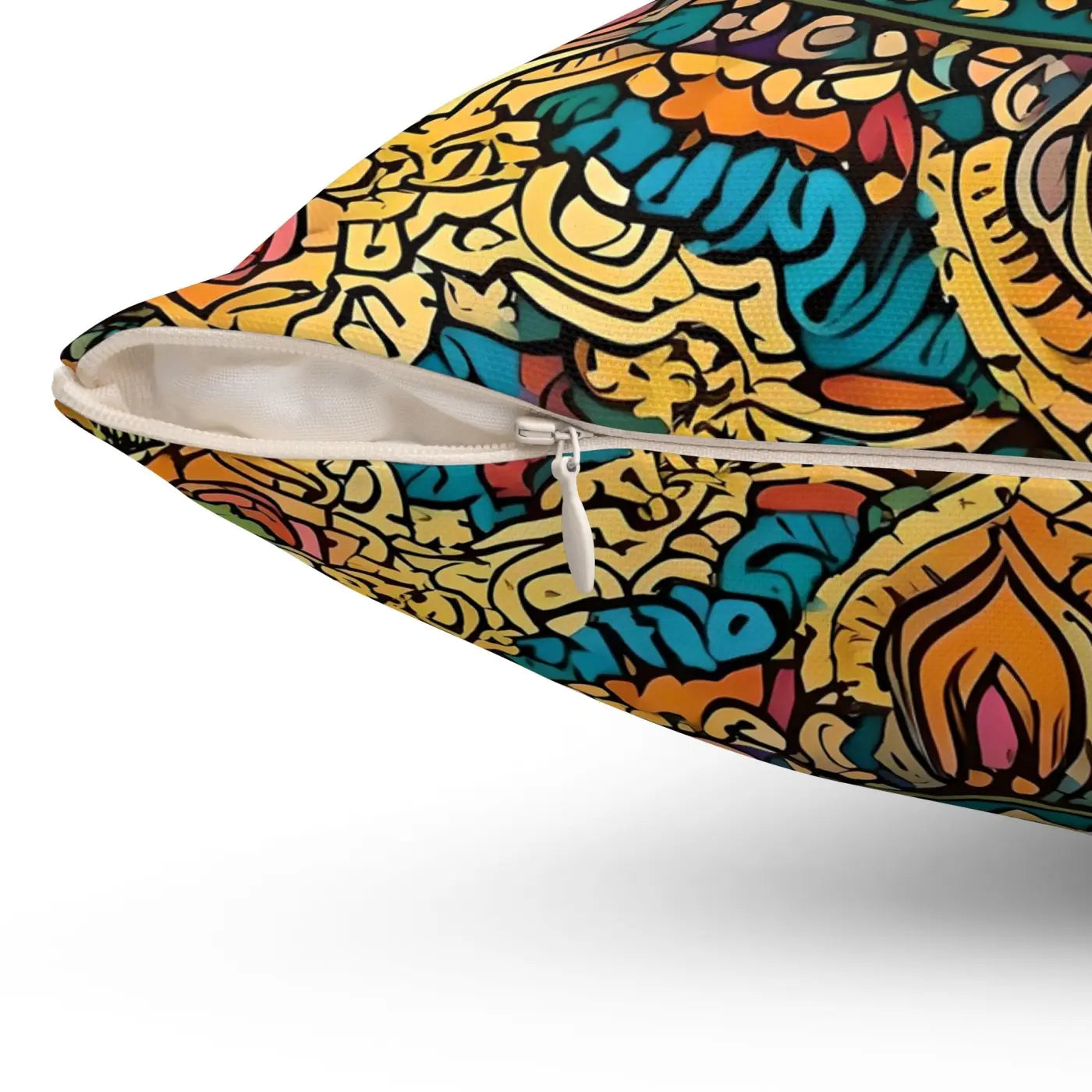 Vibrant Indian Pattern Throw Pillow - Spun Polyester Square - DipaliZ