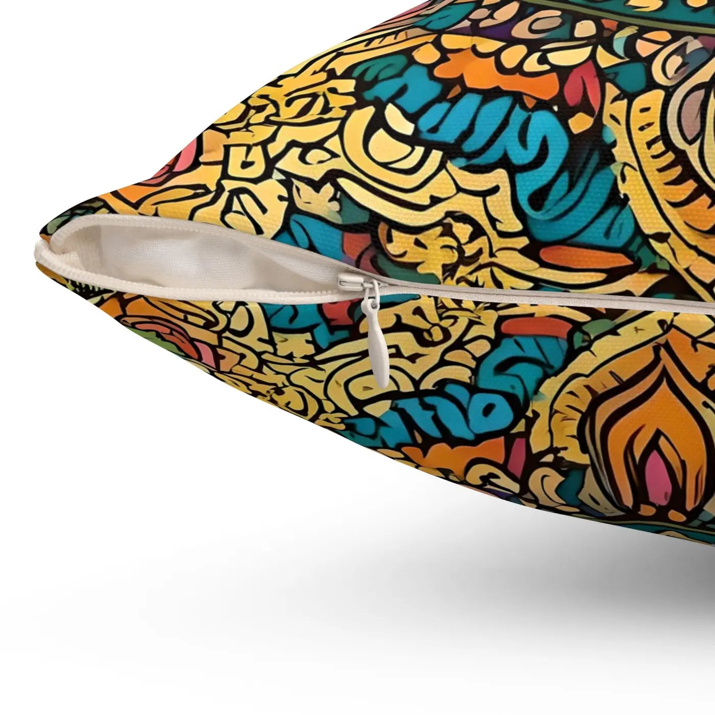 Vibrant Indian Pattern Throw Pillow - Spun Polyester Square - DipaliZ