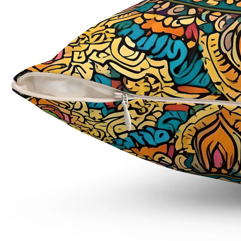 Vibrant Indian Pattern Throw Pillow - Spun Polyester Square - DipaliZ