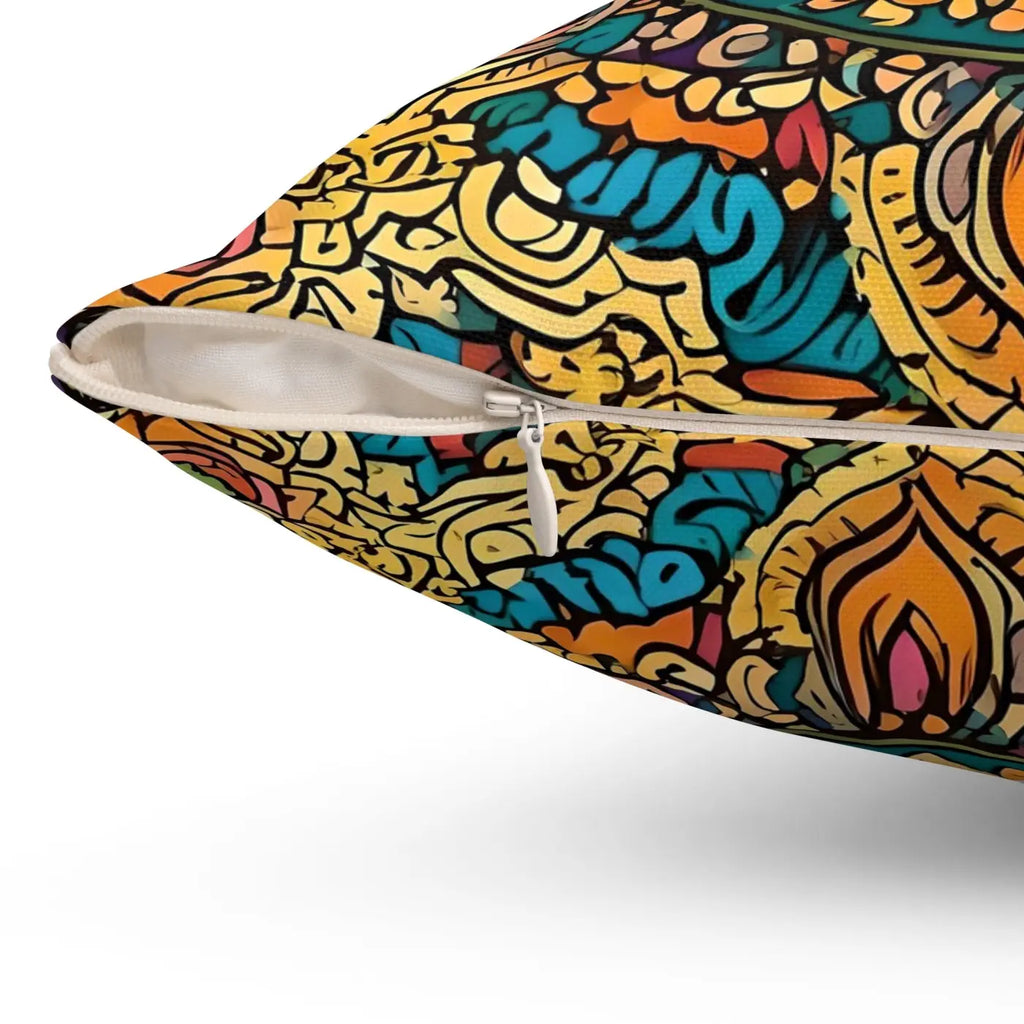 Vibrant Indian Pattern Throw Pillow - Spun Polyester Square - DipaliZ