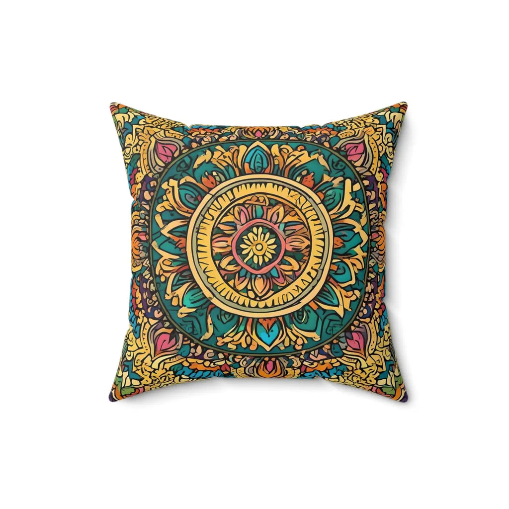 Vibrant Indian Pattern Throw Pillow - Spun Polyester Square - DipaliZ