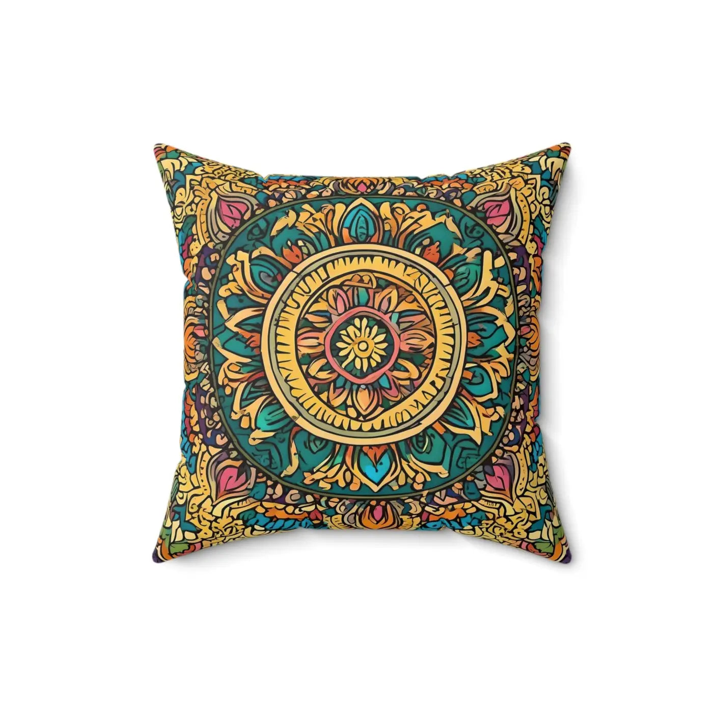 Vibrant Indian Pattern Throw Pillow - Spun Polyester Square - DipaliZ