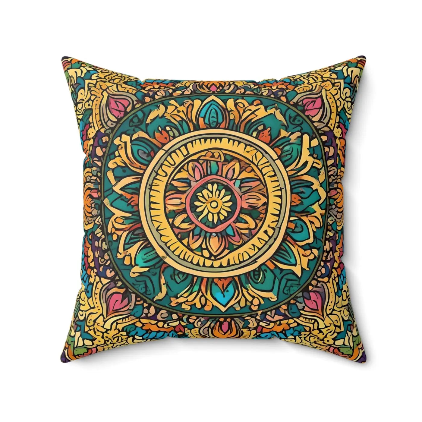 Vibrant Indian Pattern Throw Pillow - Spun Polyester Square - DipaliZ