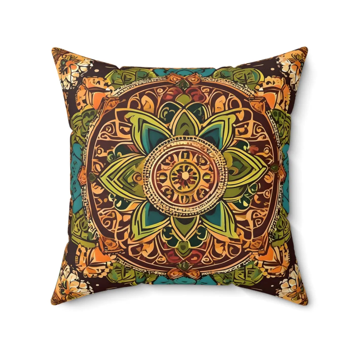 Vibrant Indian Pattern Pillow - Spun Polyester Square - DipaliZ
