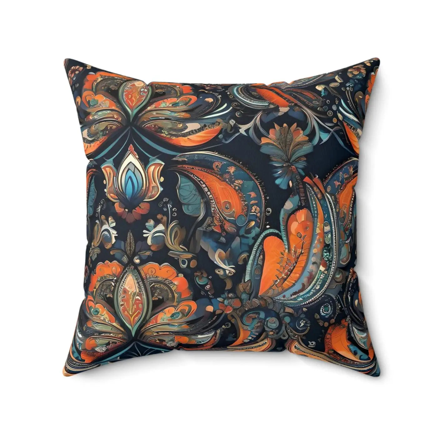 Vibrant Paisley Pattern Spun Polyester Square Pillow - DipaliZ