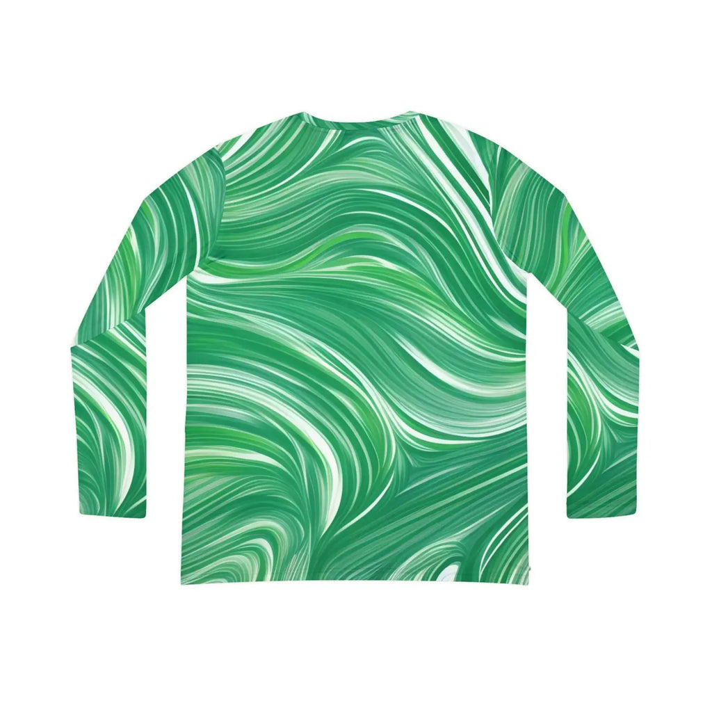 Long Sleeve Wavy Pattern Tee - Sleeve V Neck Green - DipaliZ