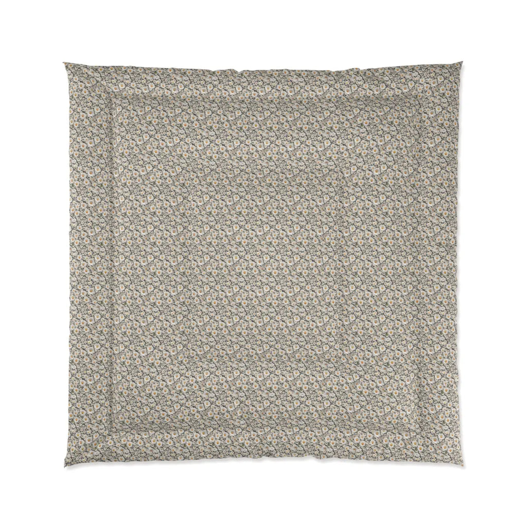 White Daisy Flowers Comforter - Cozy Floral Bedding - DipaliZ