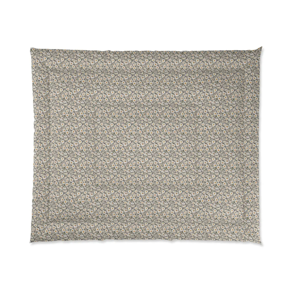 White Daisy Flowers Comforter - Cozy Floral Bedding - DipaliZ