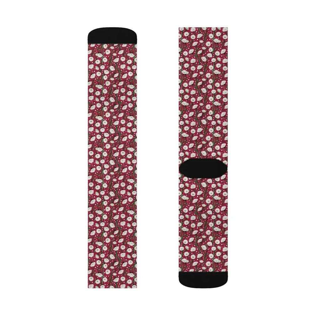 White Daisy Flowers Socks - Comfort and Style Pattern - DipaliZ
