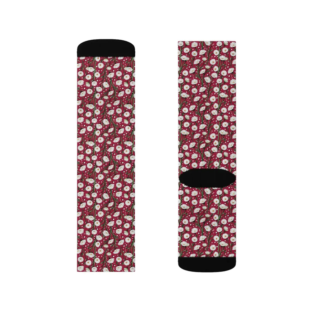 White Daisy Flowers Socks - Comfort and Style Pattern - DipaliZ