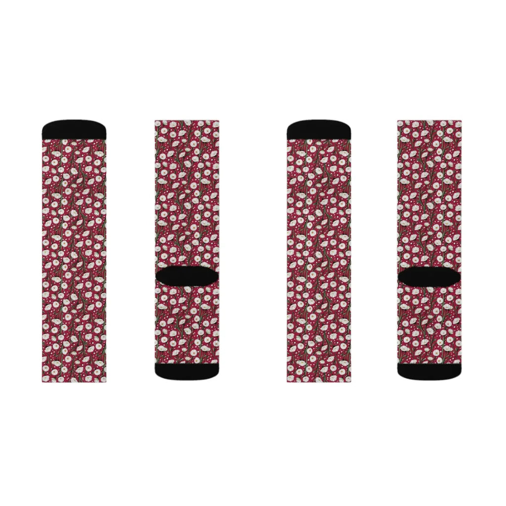 White Daisy Flowers Socks - Comfort and Style Pattern - DipaliZ