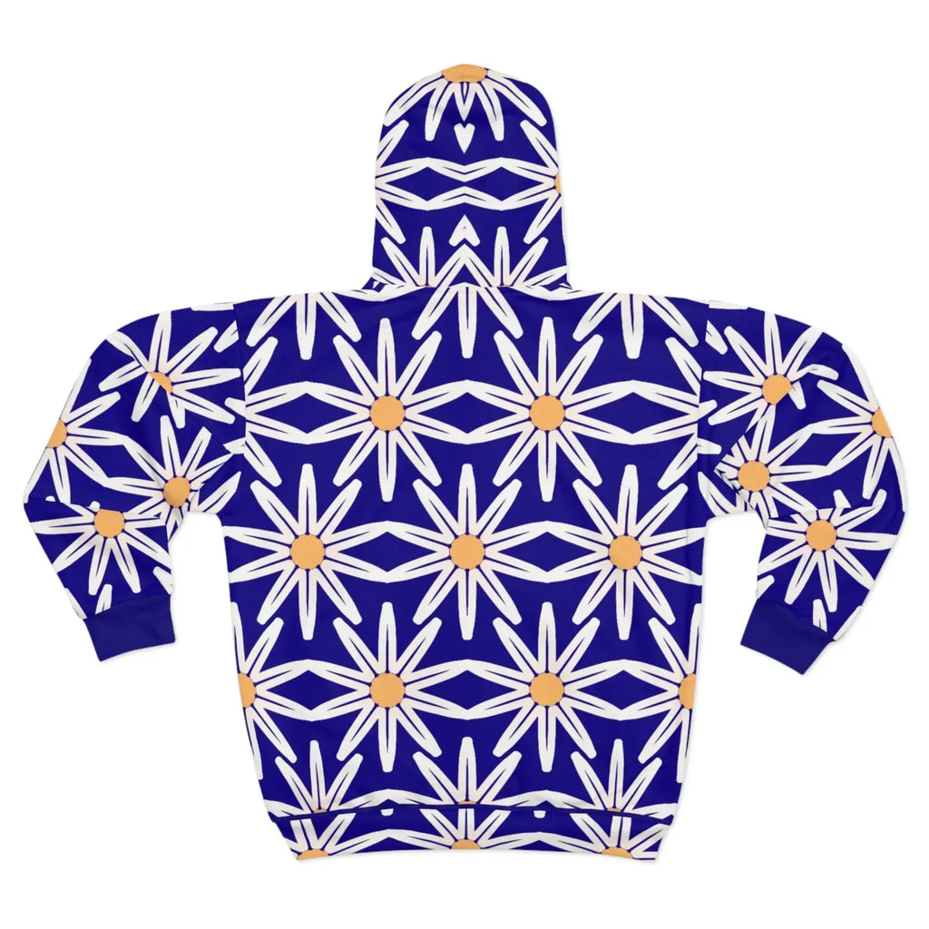 Bold White Floral Unisex Zip Hoodie - Winter Style - DipaliZ