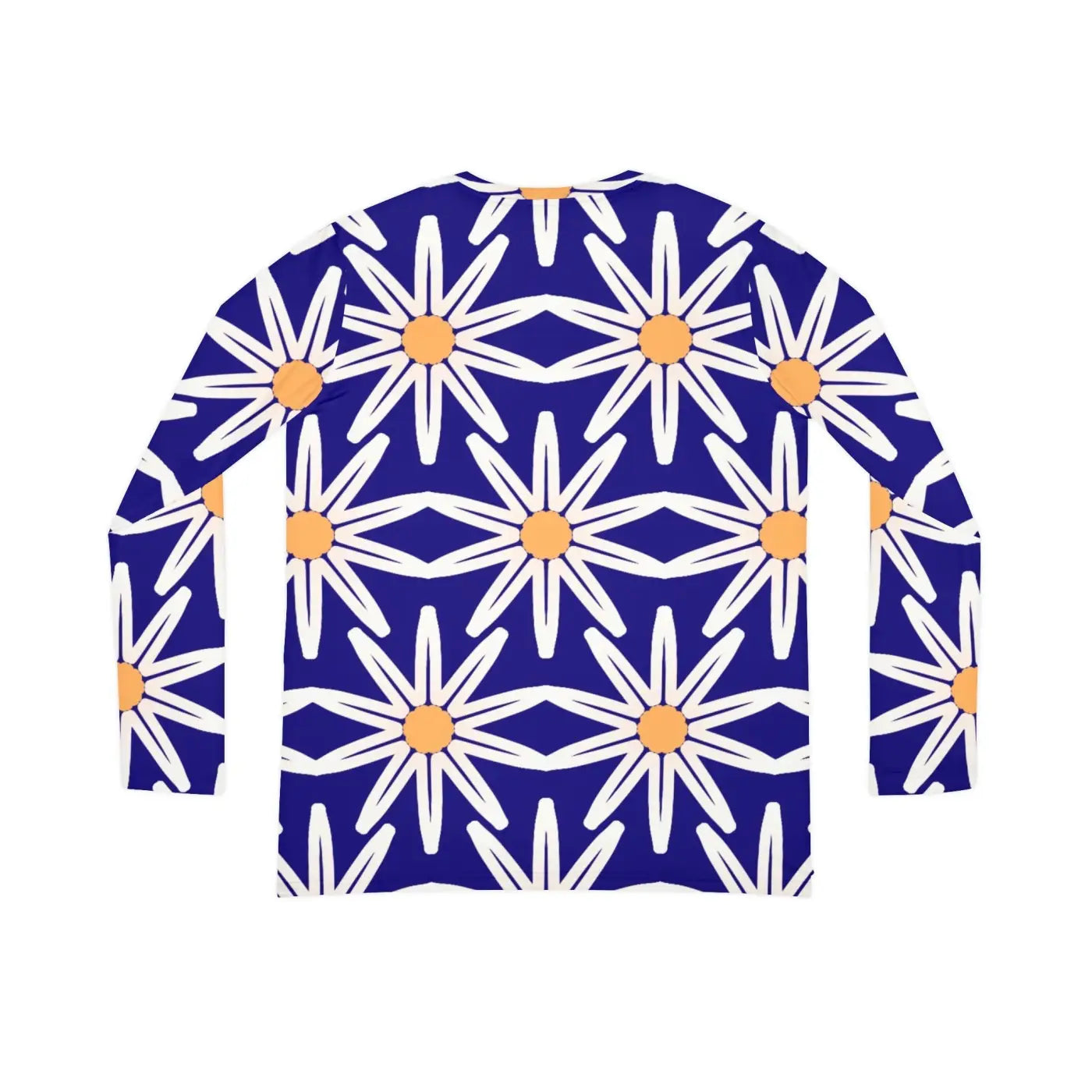 Long Sleeve V Neck Tee - White Flower Pattern - DipaliZ