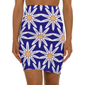 White Floral Pattern Women's Mini Skirt - Stretchy Fit - DipaliZ