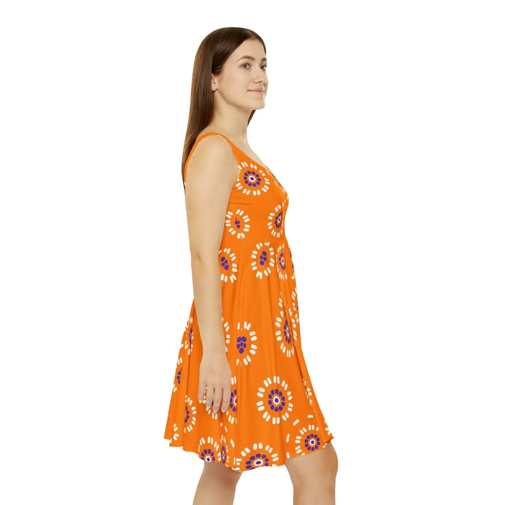 Skater Dress White Flower Pattern - Eco-Friendly - DipaliZ
