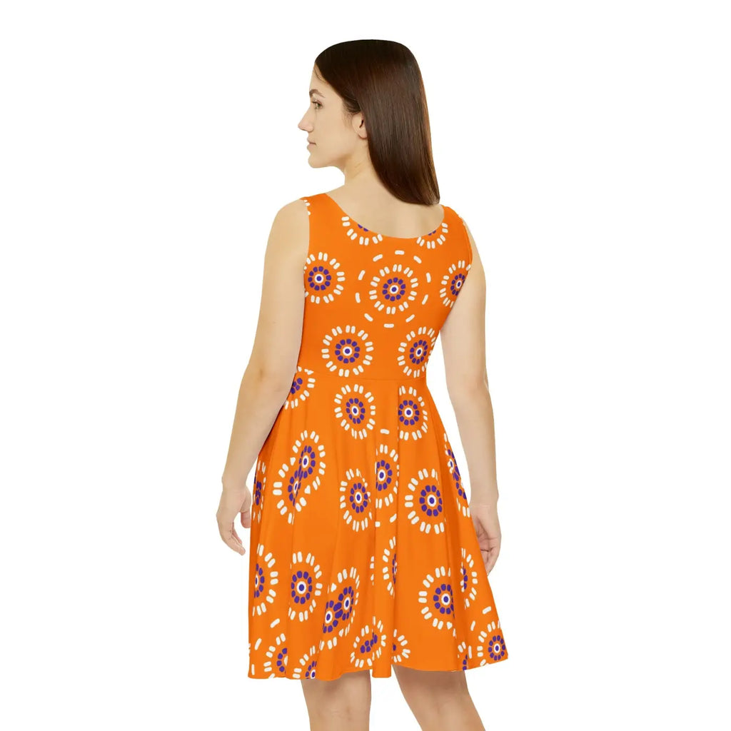 Skater Dress White Flower Pattern - Eco-Friendly - DipaliZ