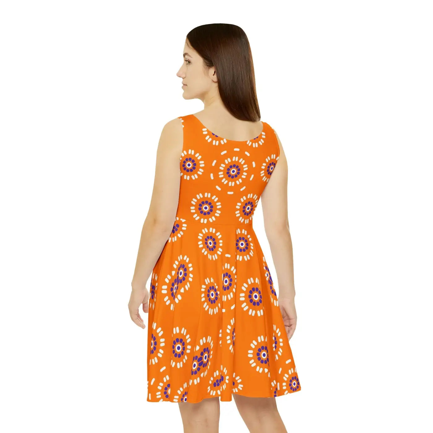 Skater Dress White Flower Pattern - Eco-Friendly - DipaliZ