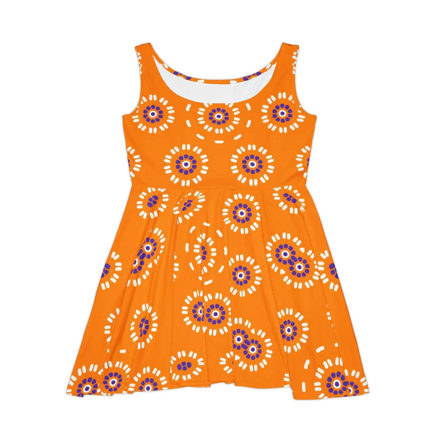 Skater Dress White Flower Pattern - Eco-Friendly - DipaliZ