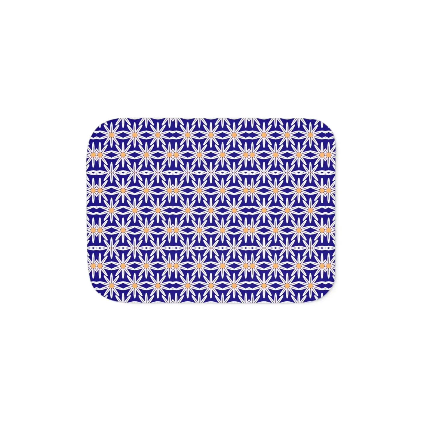 Sherpa Blanket - White Flowers on Blue Print - DipaliZ