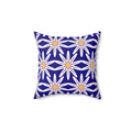 Polyester Square Pillow - White Flowers Spun Design - DipaliZ