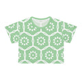White Flowers Crop Tee - Pastel Green Polyester - DipaliZ