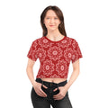 Red Crop Tee - White Flowers All Over Print - DipaliZ