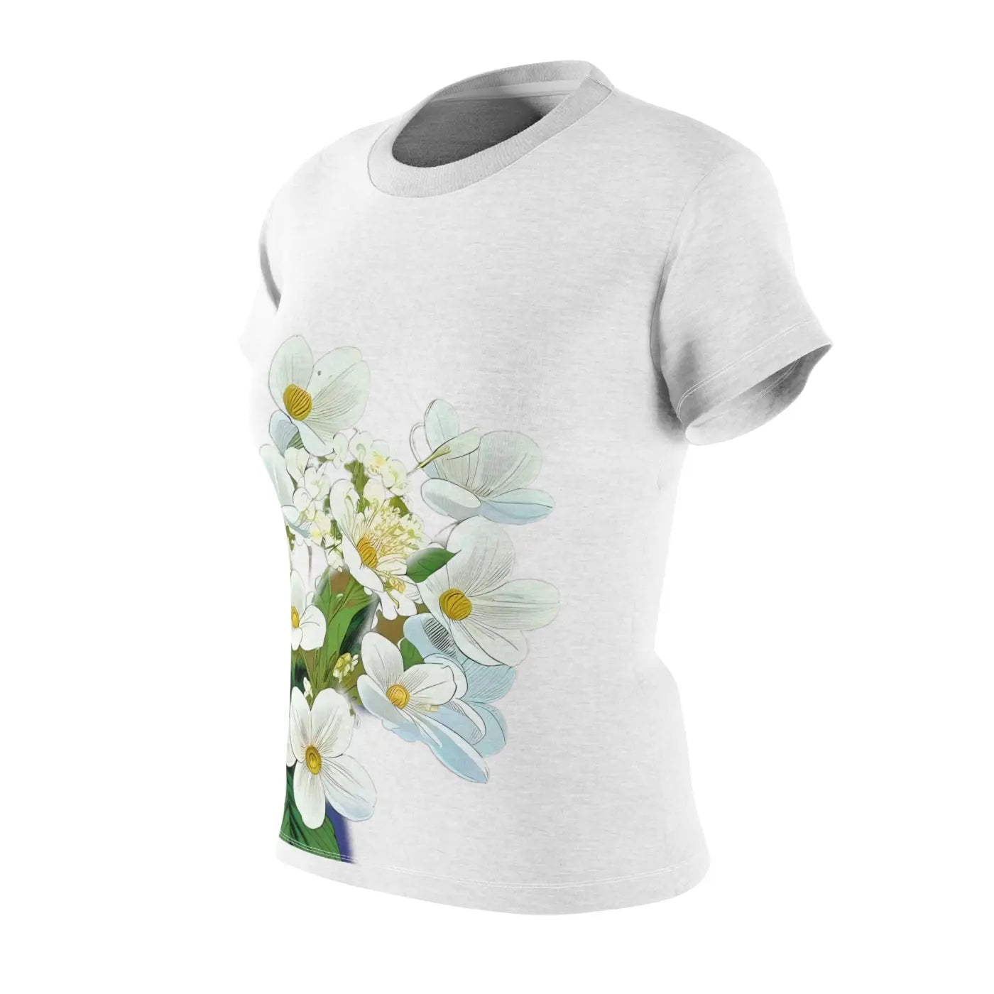 White Flowers AOP Cut and Sew Tee - Blossom Print - DipaliZ