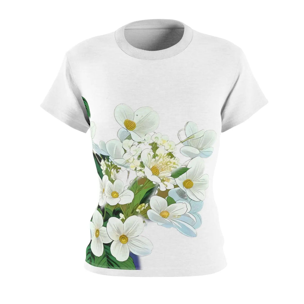 White Flowers AOP Cut and Sew Tee - Blossom Print - DipaliZ