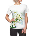 White Flowers AOP Cut and Sew Tee - Blossom Print - DipaliZ
