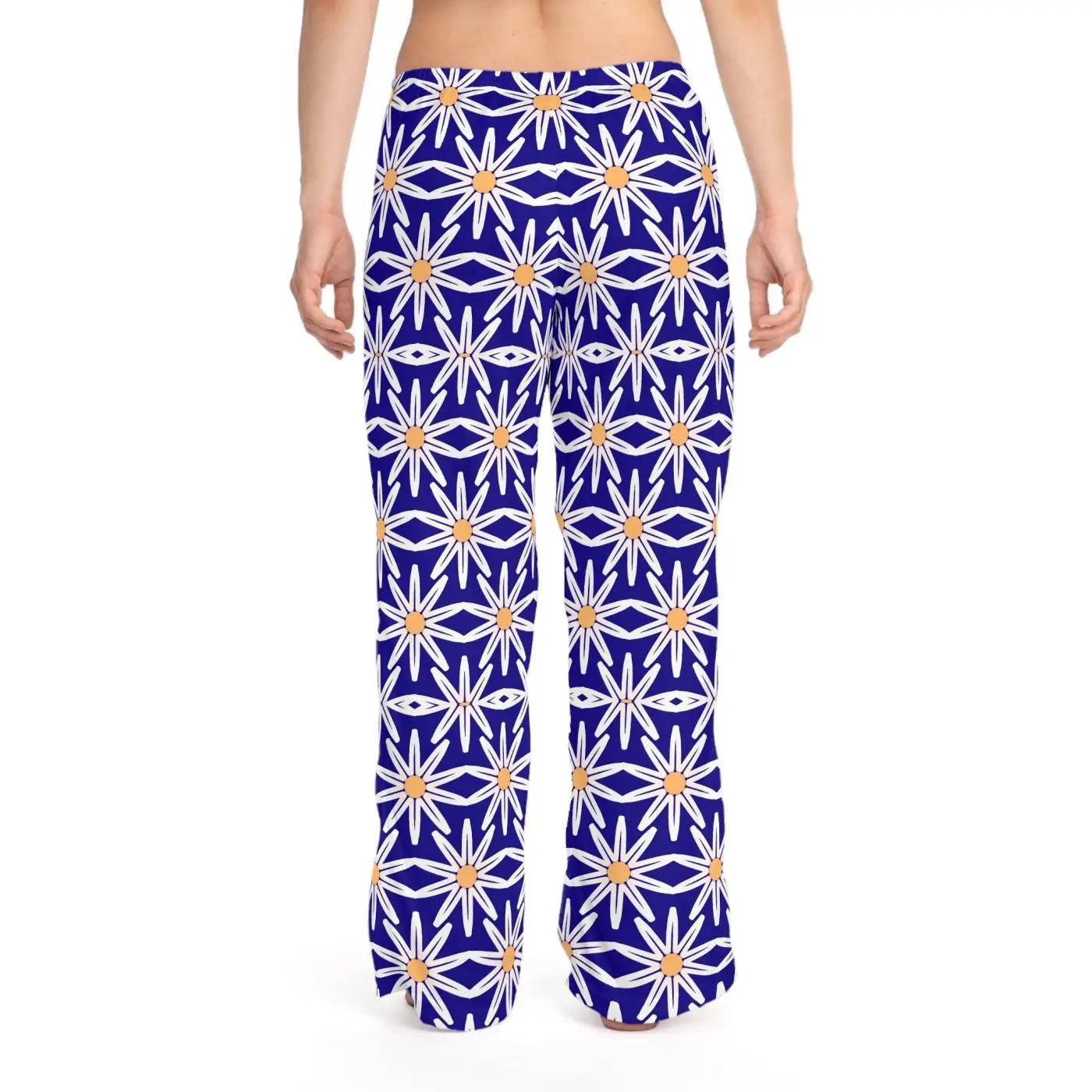 White Large Floral Pajama Pants - Loungewear Style - DipaliZ