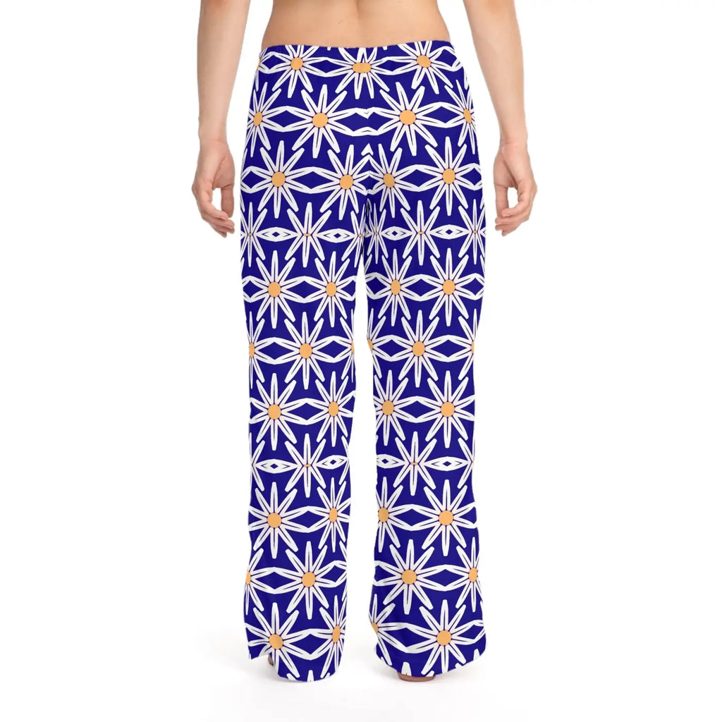 White Large Floral Pajama Pants - Loungewear Style - DipaliZ
