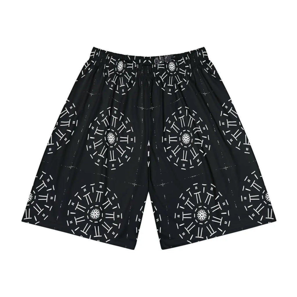 Men's Sports Shorts - White Pattern Gym Wear - DipaliZ