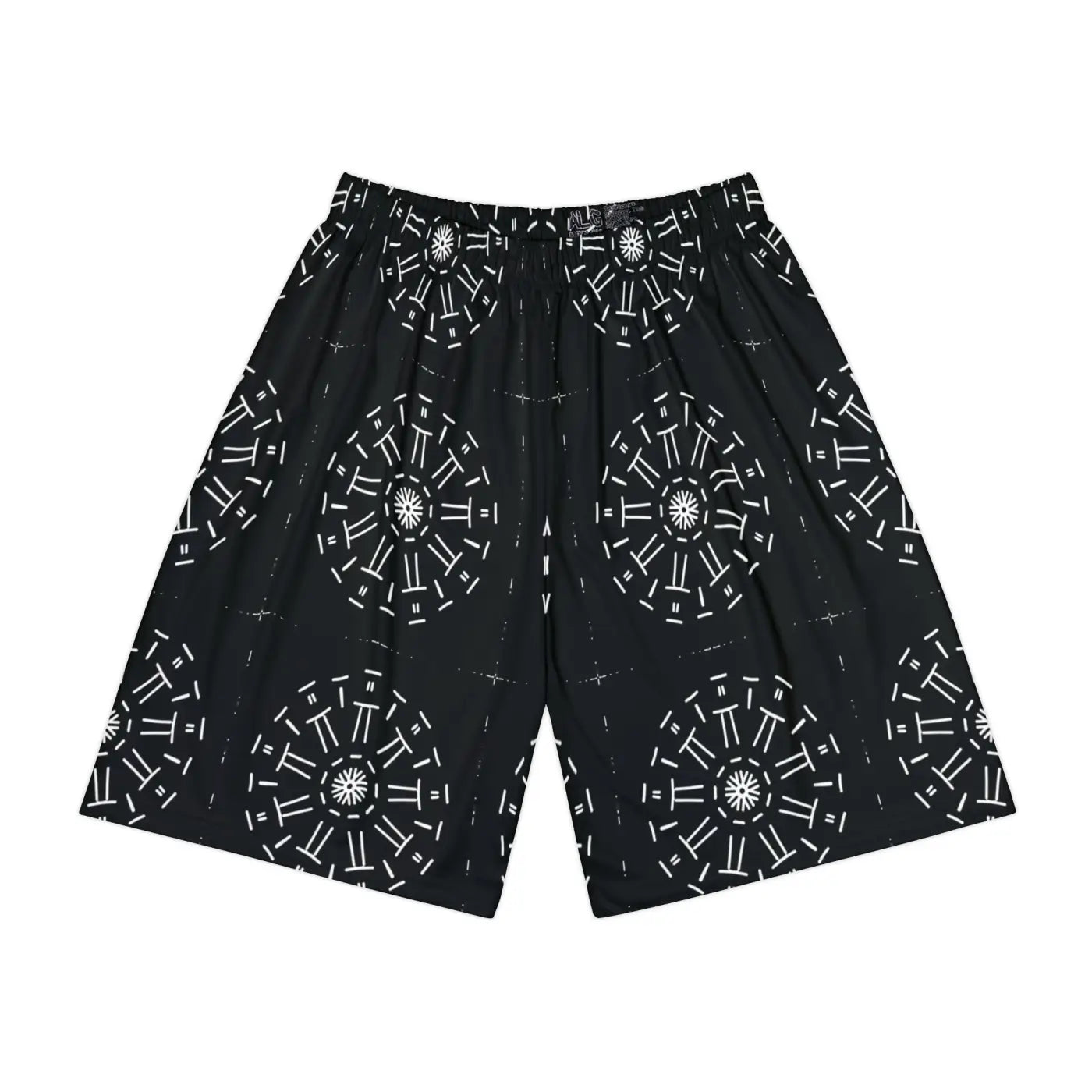 Men's Sports Shorts - White Pattern Gym Wear - DipaliZ