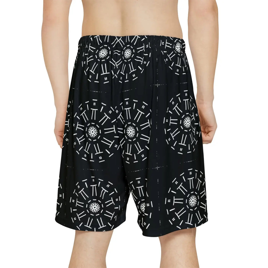 Men's Sports Shorts - White Pattern Gym Wear - DipaliZ