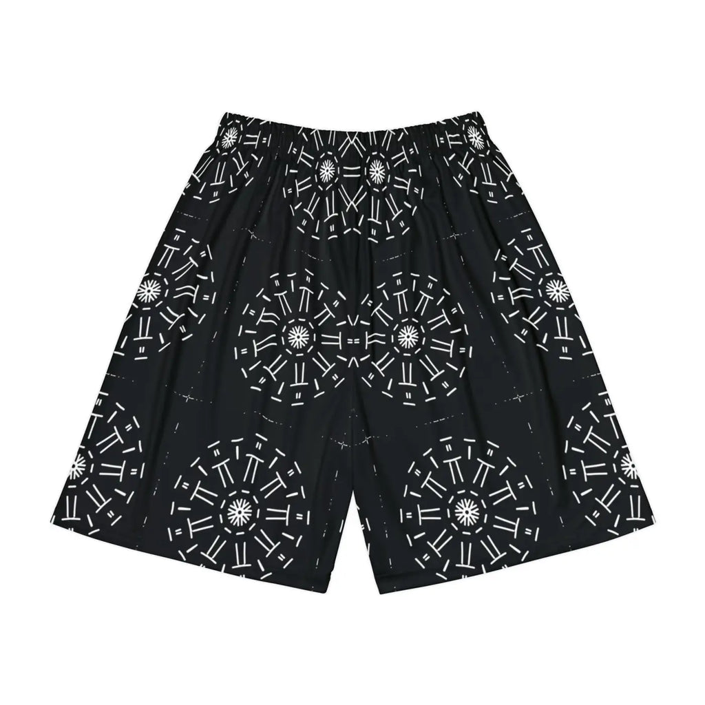 Men's Sports Shorts - White Pattern Gym Wear - DipaliZ