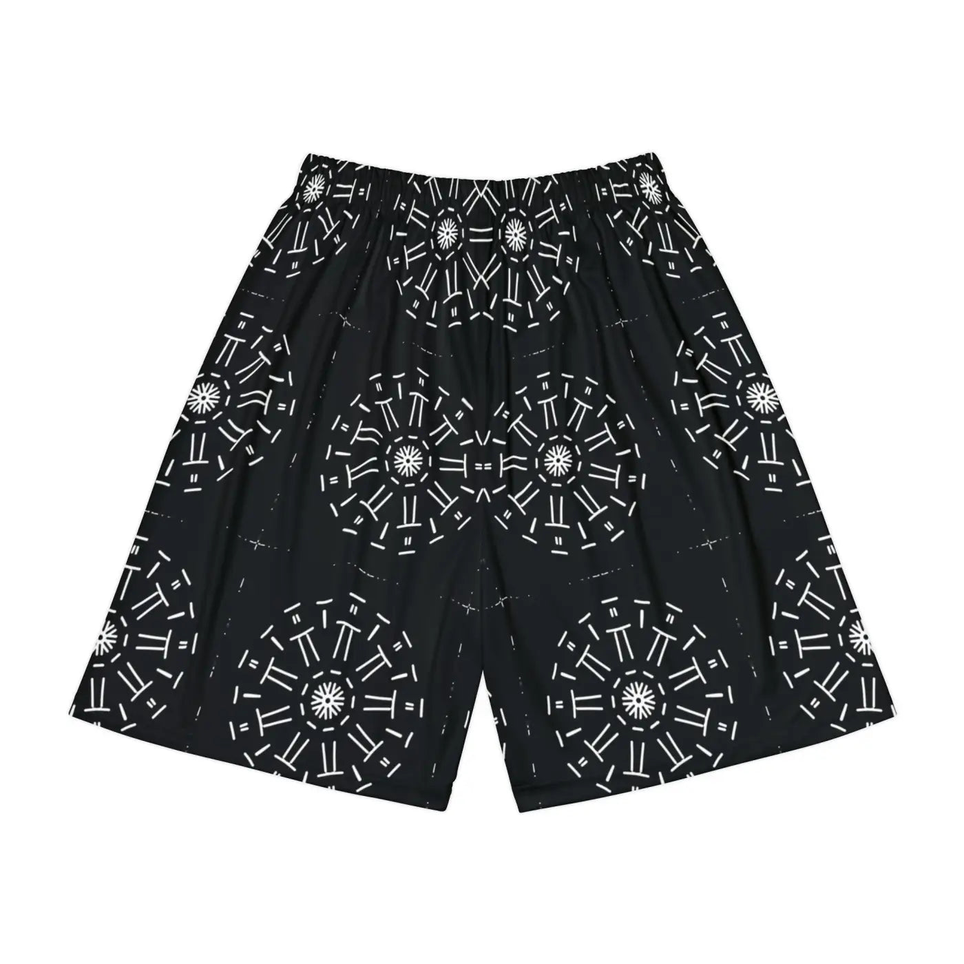 Men's Sports Shorts - White Pattern Gym Wear - DipaliZ