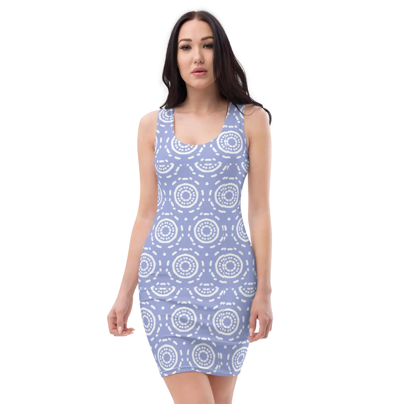 Geometric Pattern Dress Blue Sleeveless - Bold Style - DipaliZ