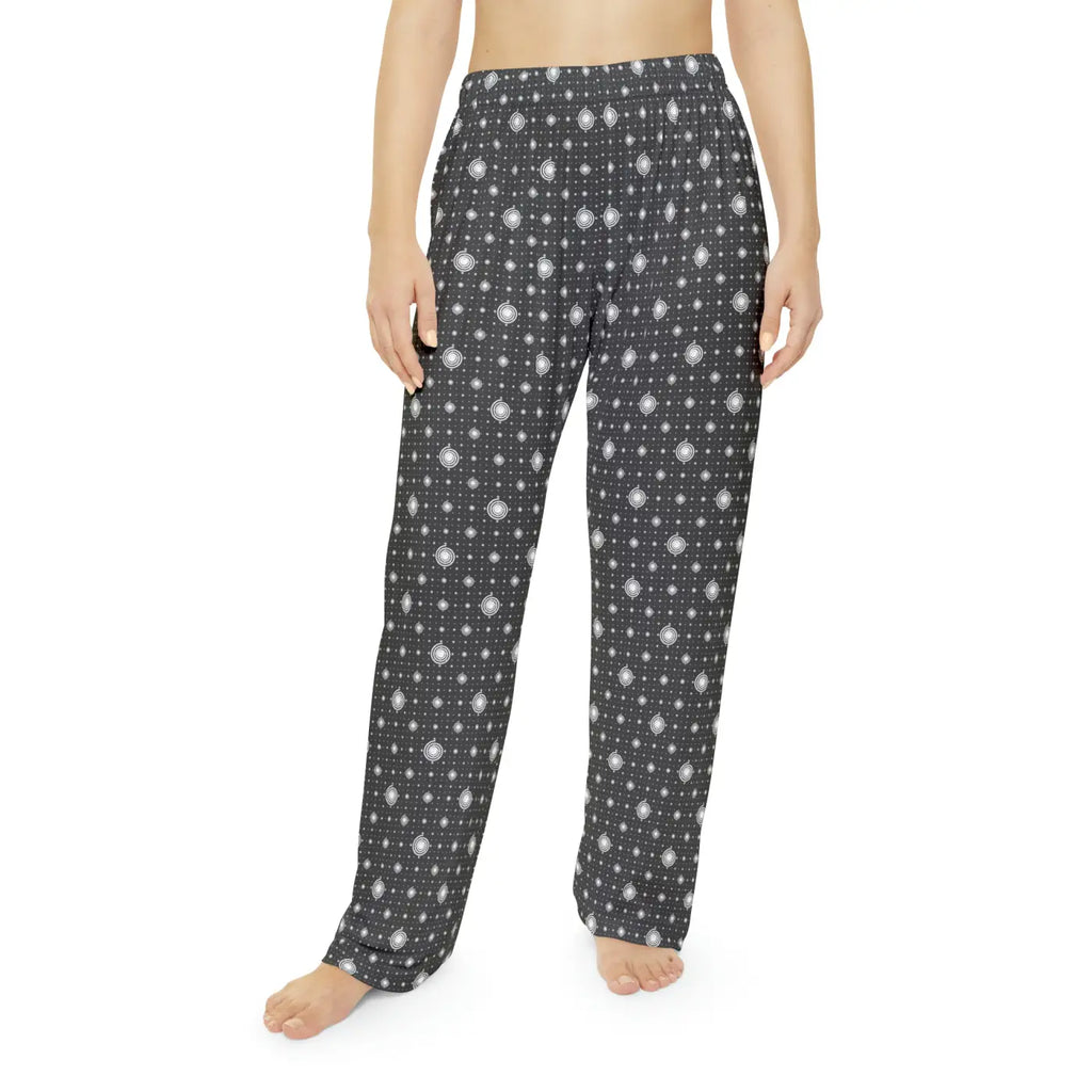 Women's Pajama Pants - White Swirls Comfort Sleepwear - DipaliZ