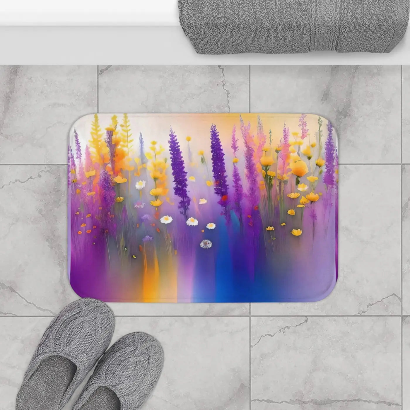 Wild Flowers Microfiber Bath Mat - Luxury Comfort - DipaliZ
