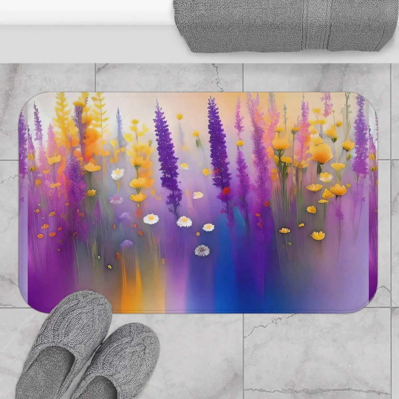 Wild Flowers Microfiber Bath Mat - Luxury Comfort - DipaliZ