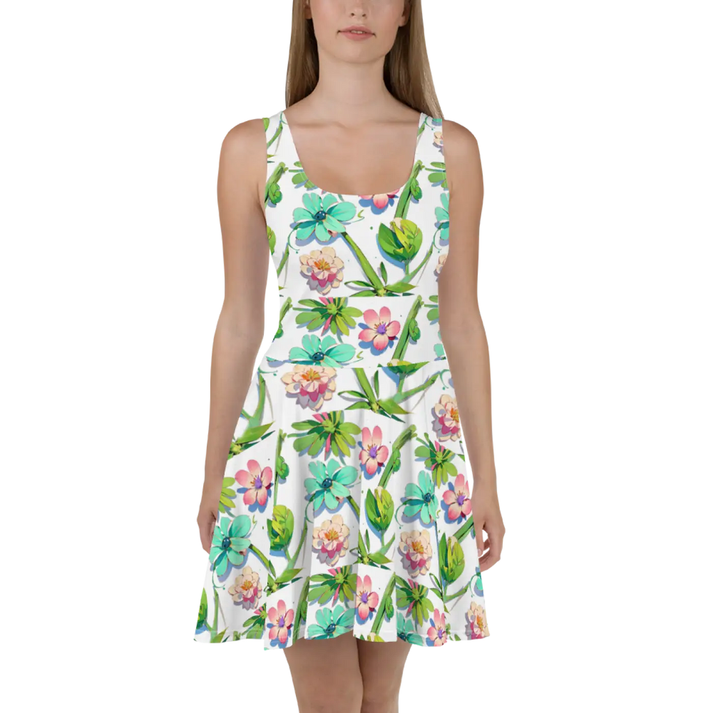 Skater Dress - Wild Flowers Print Design - DipaliZ