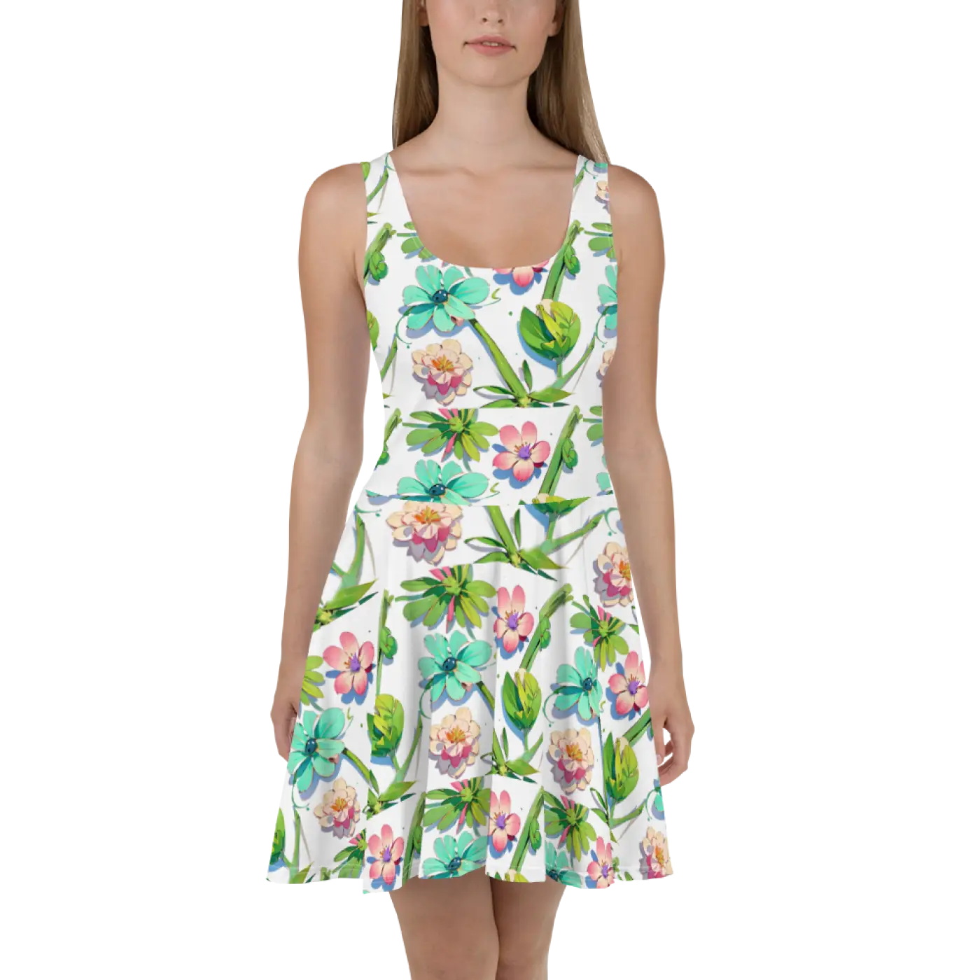 Skater Dress - Wild Flowers Print Design - DipaliZ
