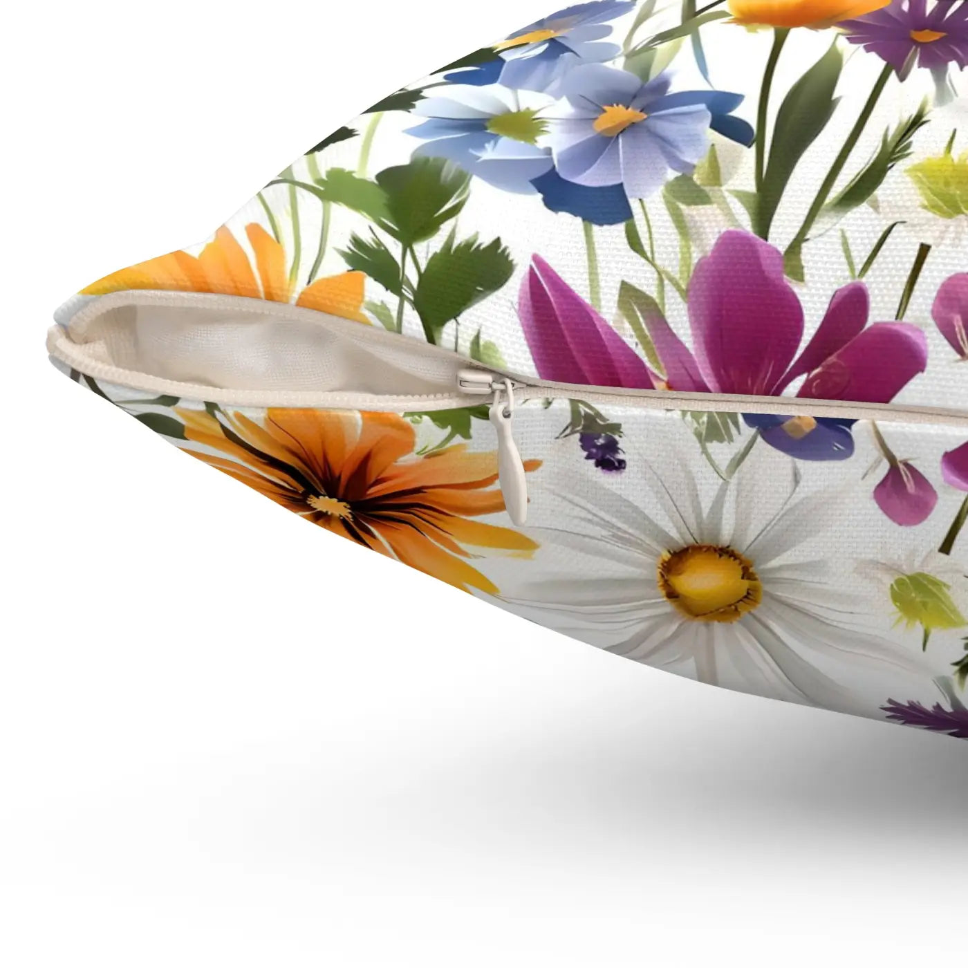 Polyester Square Pillow - Wild Flowers Design - DipaliZ