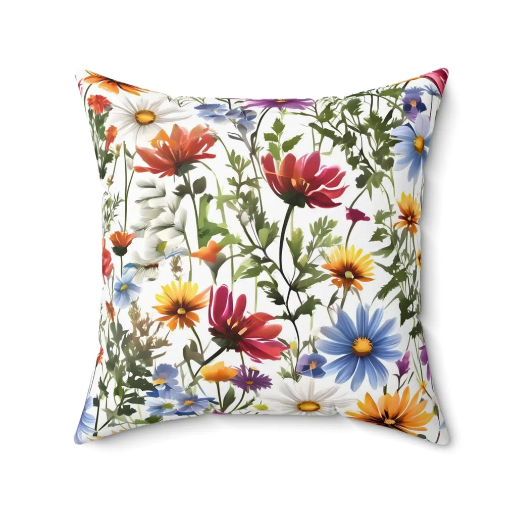 Polyester Square Pillow - Wild Flowers Design - DipaliZ