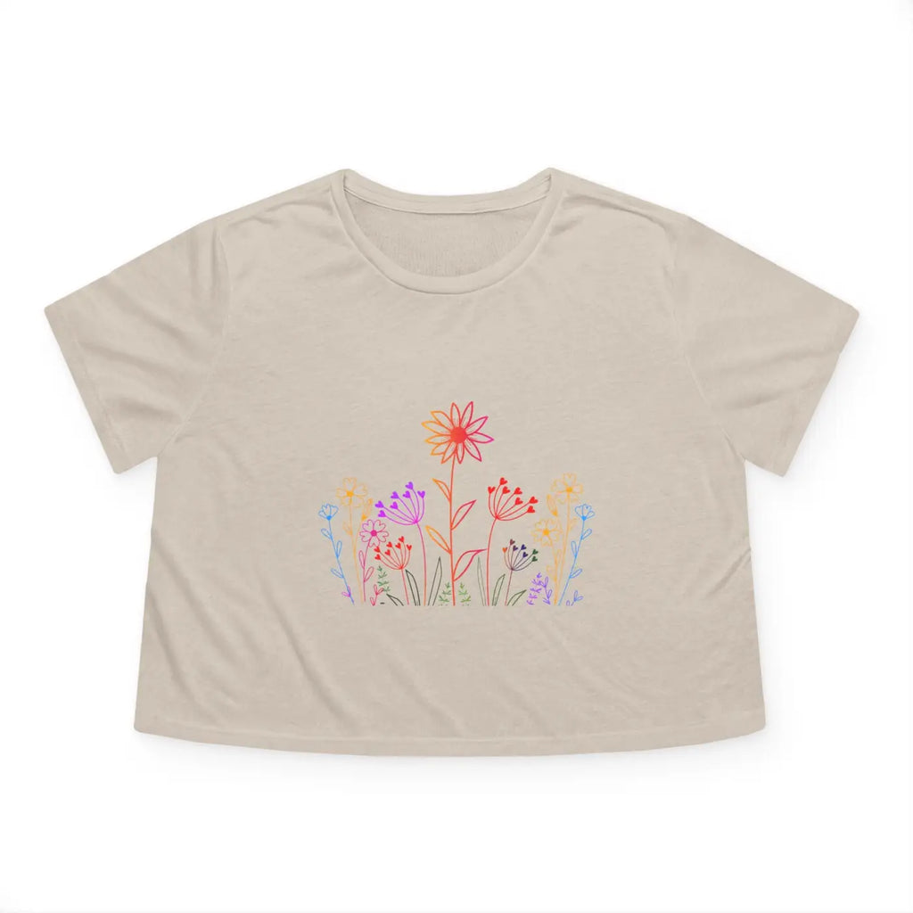 Wild Flowers Women's Flowy Cropped Tee - Effortless Style - DipaliZ