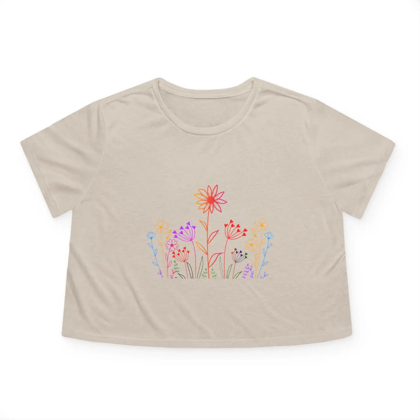 Wild Flowers Women's Flowy Cropped Tee - Effortless Style - DipaliZ