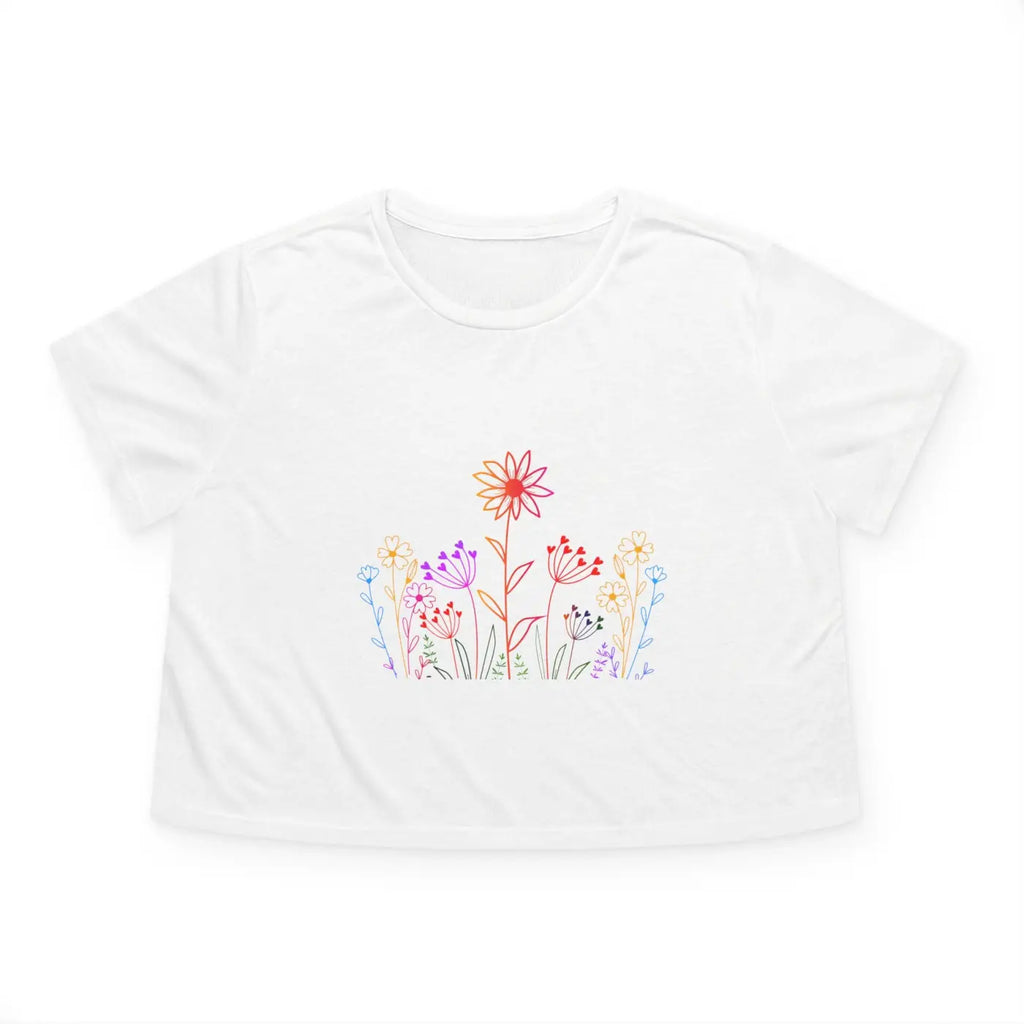 Wild Flowers Women's Flowy Cropped Tee - Effortless Style - DipaliZ