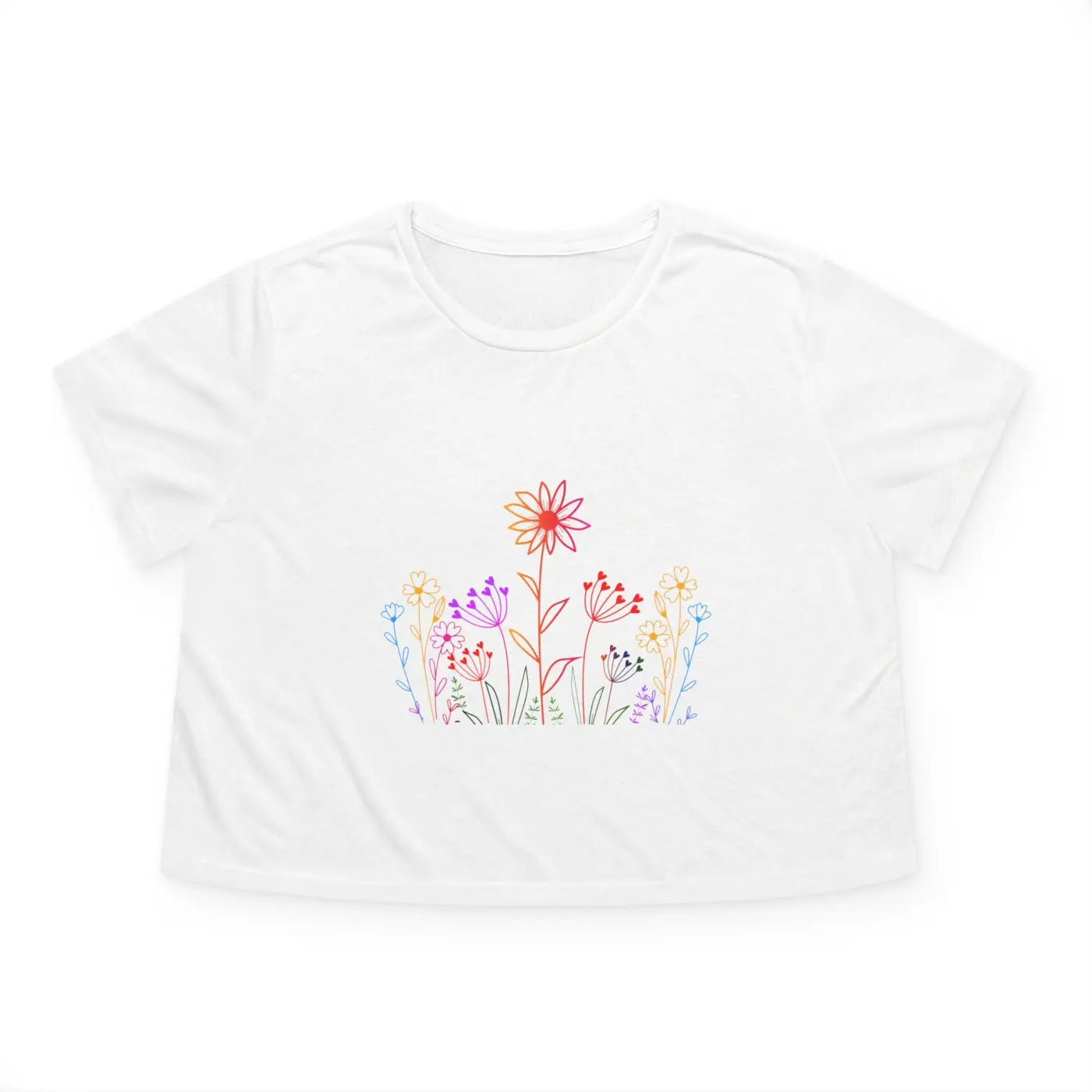 Wild Flowers Women's Flowy Cropped Tee - Effortless Style - DipaliZ