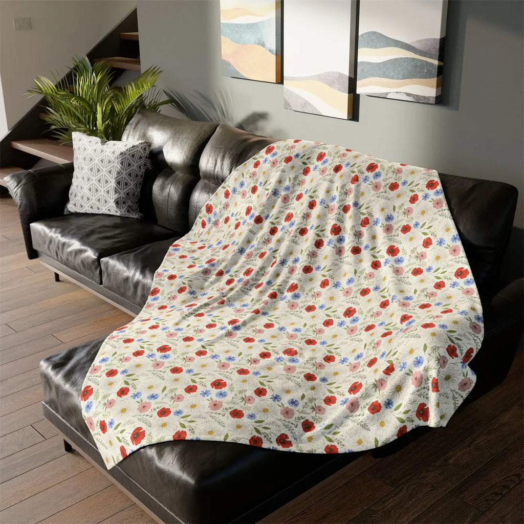 Soft Polyester Blanket - Wildflowers Pattern Minky - DipaliZ